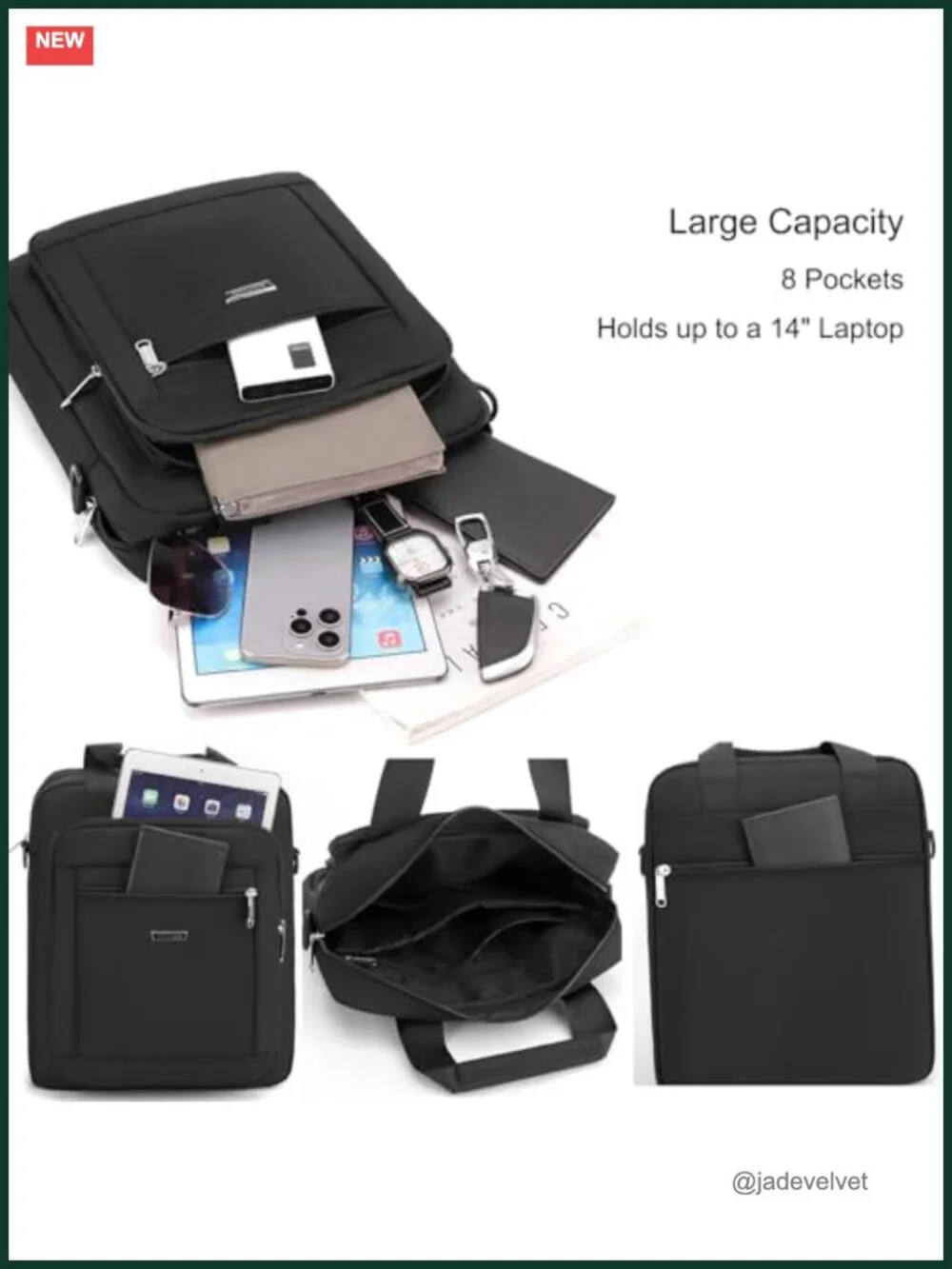 Men's Waterproof Nylon Laptop Messenger Bag 14 inch Business Crossbody